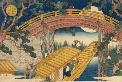 Suihiro-brug in maanlicht, pub. ca. 1838 door Utagawa Kunisada